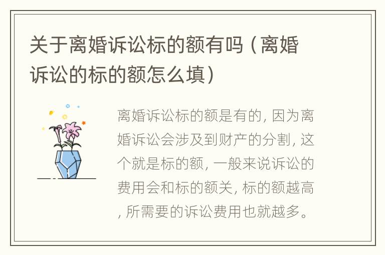 关于离婚诉讼标的额有吗（离婚诉讼的标的额怎么填）