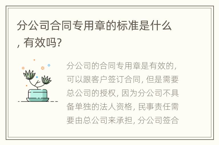 分公司合同专用章的标准是什么，有效吗？