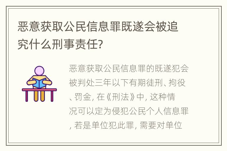 恶意获取公民信息罪既遂会被追究什么刑事责任？