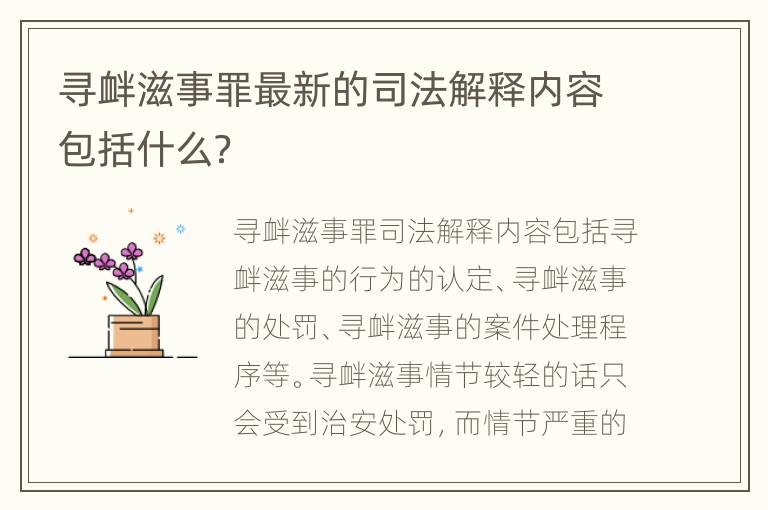 寻衅滋事罪最新的司法解释内容包括什么？