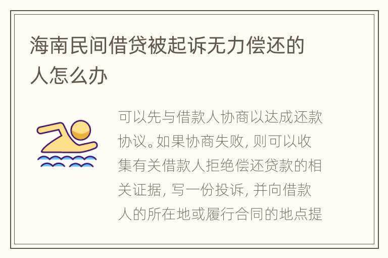 海南民间借贷被起诉无力偿还的人怎么办