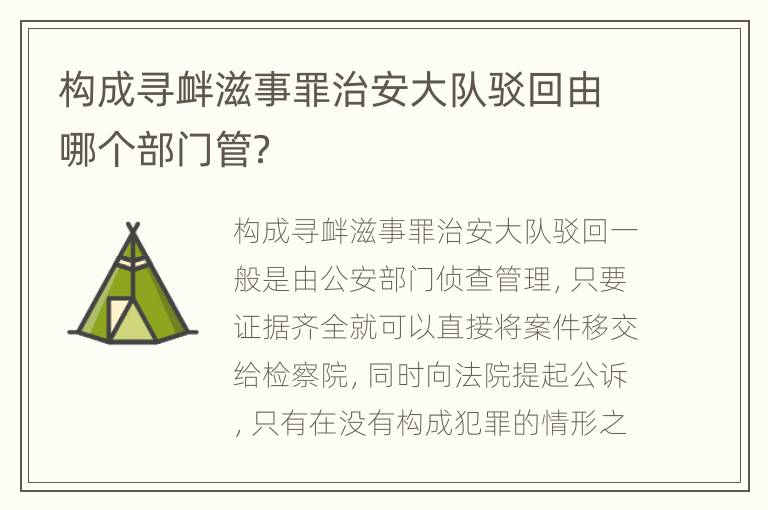 构成寻衅滋事罪治安大队驳回由哪个部门管？