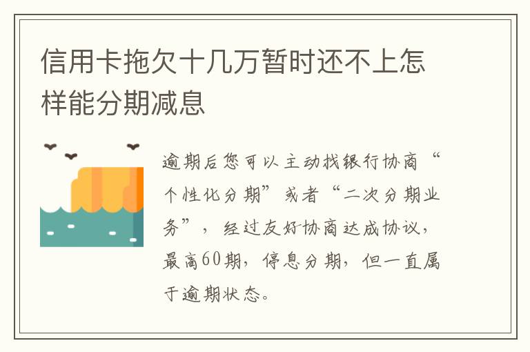 信用卡拖欠十几万暂时还不上怎样能分期减息