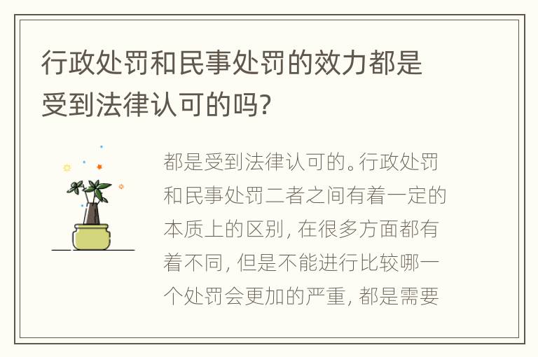 行政处罚和民事处罚的效力都是受到法律认可的吗？