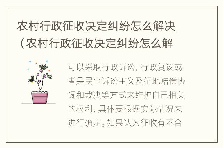 农村行政征收决定纠纷怎么解决（农村行政征收决定纠纷怎么解决问题）