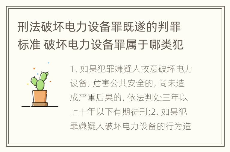 刑法破坏电力设备罪既遂的判罪标准 破坏电力设备罪属于哪类犯罪