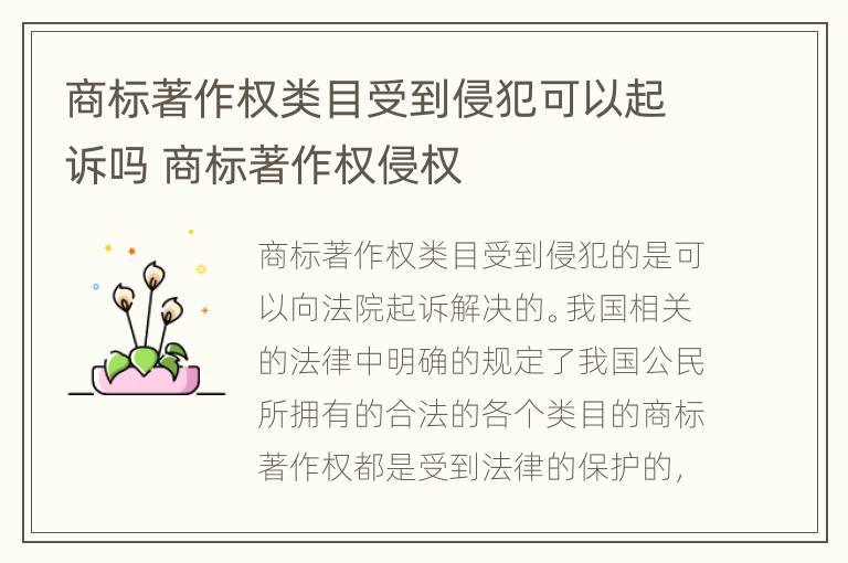 商标著作权类目受到侵犯可以起诉吗 商标著作权侵权