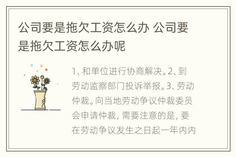 公司要是拖欠工资怎么办 公司要是拖欠工资怎么办呢