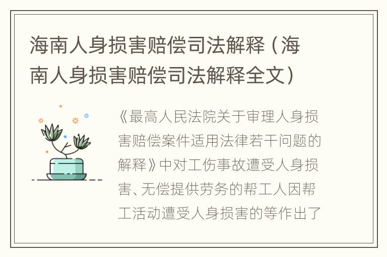 海南人身损害赔偿司法解释（海南人身损害赔偿司法解释全文）