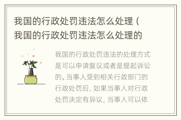 我国的行政处罚违法怎么处理（我国的行政处罚违法怎么处理的呢）