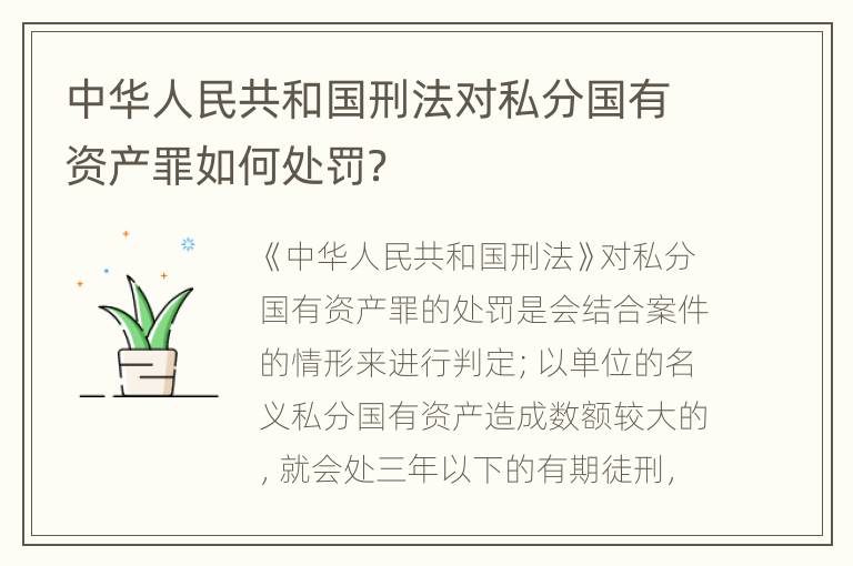 中华人民共和国刑法对私分国有资产罪如何处罚？