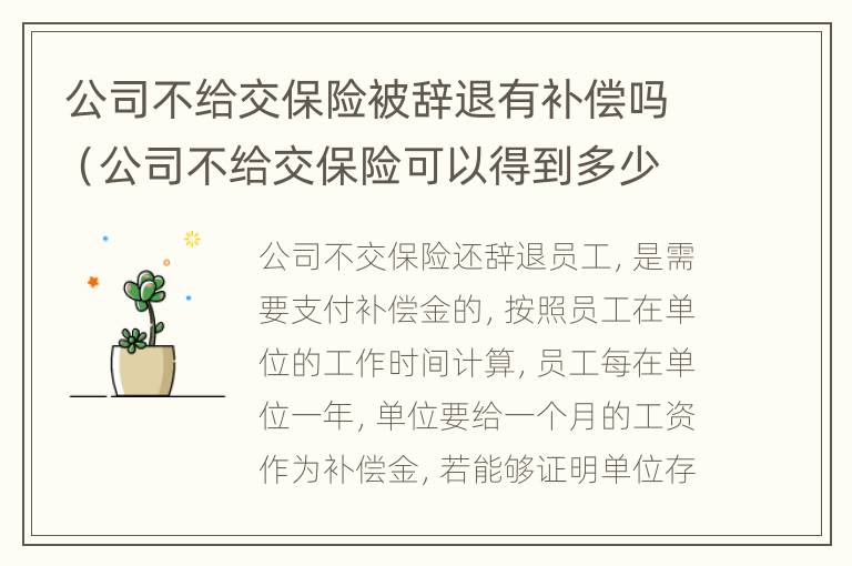 公司不给交保险被辞退有补偿吗（公司不给交保险可以得到多少补偿）