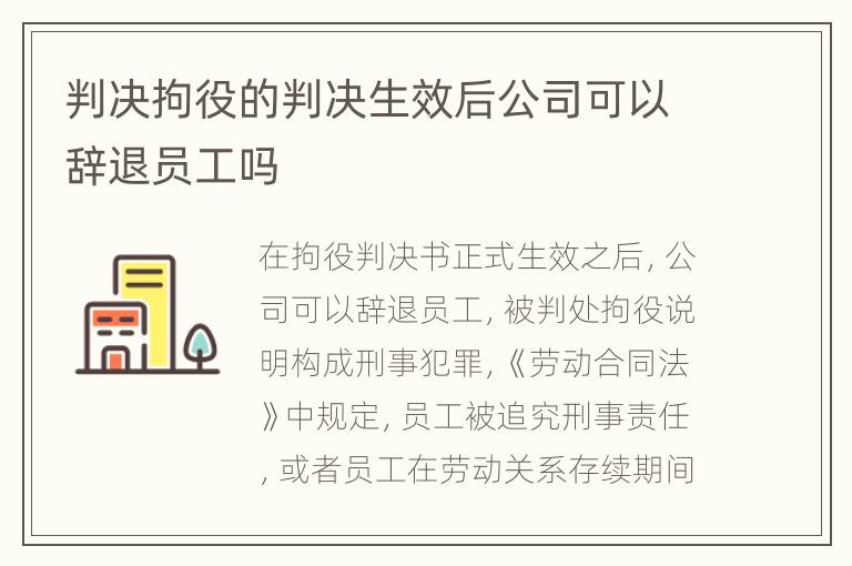 判决拘役的判决生效后公司可以辞退员工吗