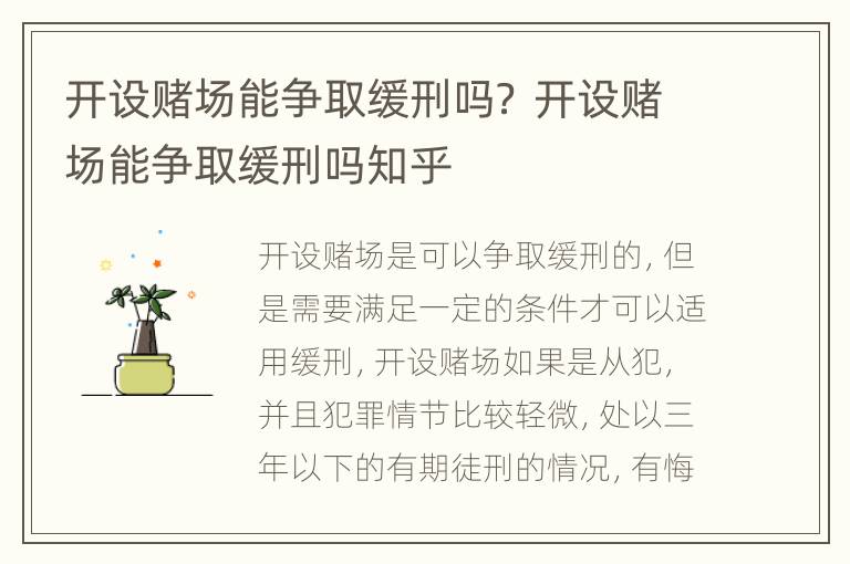 开设赌场能争取缓刑吗？ 开设赌场能争取缓刑吗知乎