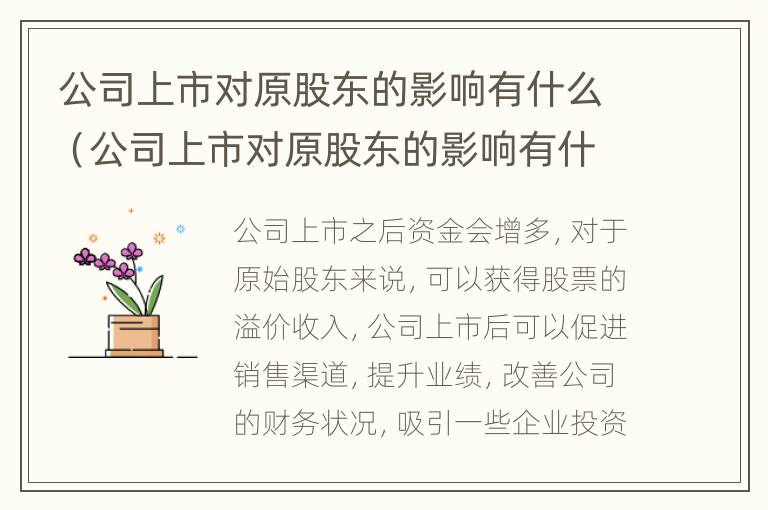 公司上市对原股东的影响有什么（公司上市对原股东的影响有什么好处）