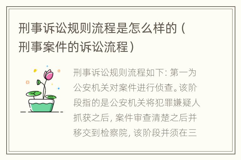 刑事诉讼规则流程是怎么样的（刑事案件的诉讼流程）