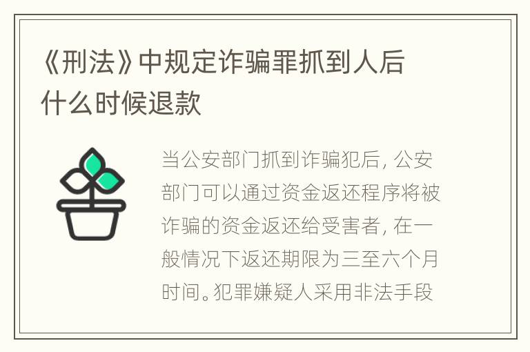 《刑法》中规定诈骗罪抓到人后什么时候退款