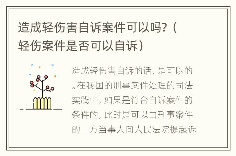 造成轻伤害自诉案件可以吗？（轻伤案件是否可以自诉）