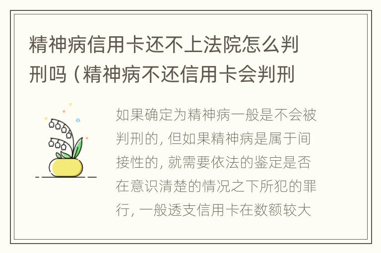 精神病信用卡还不上法院怎么判刑吗（精神病不还信用卡会判刑吗）