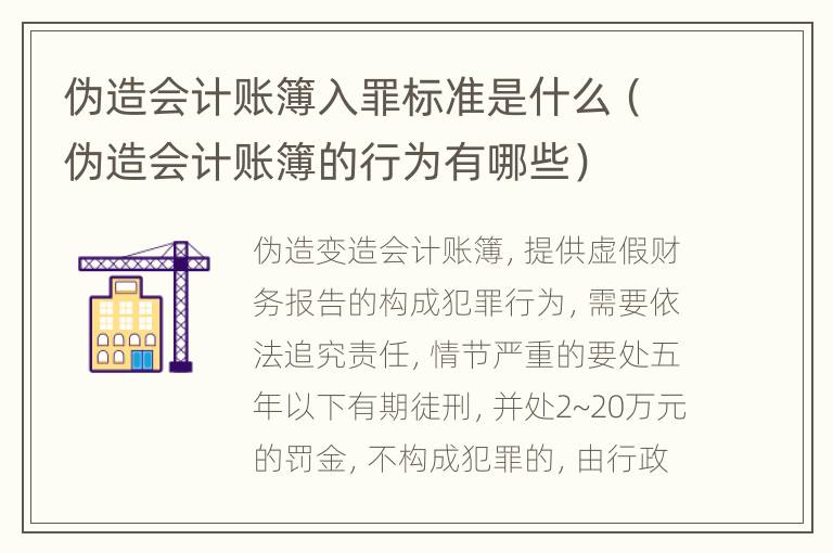 伪造会计账簿入罪标准是什么（伪造会计账簿的行为有哪些）