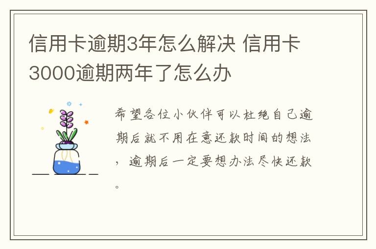 信用卡逾期3年怎么解决 信用卡3000逾期两年了怎么办