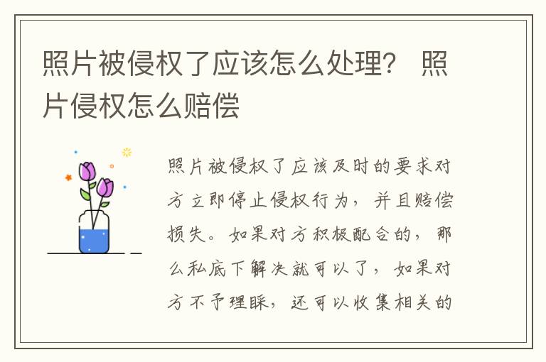 照片被侵权了应该怎么处理？ 照片侵权怎么赔偿