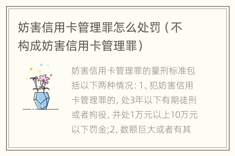 妨害信用卡管理罪怎么处罚（不构成妨害信用卡管理罪）