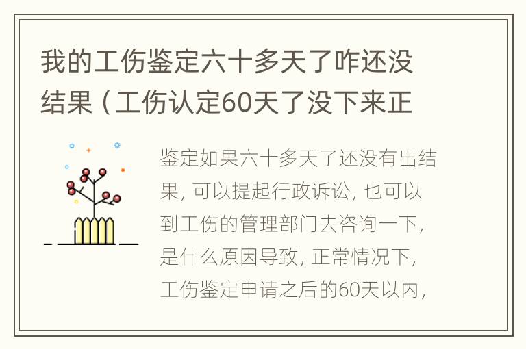 我的工伤鉴定六十多天了咋还没结果（工伤认定60天了没下来正常吗）