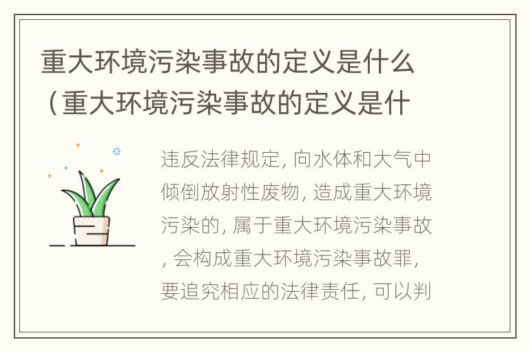 重大环境污染事故的定义是什么（重大环境污染事故的定义是什么意思）