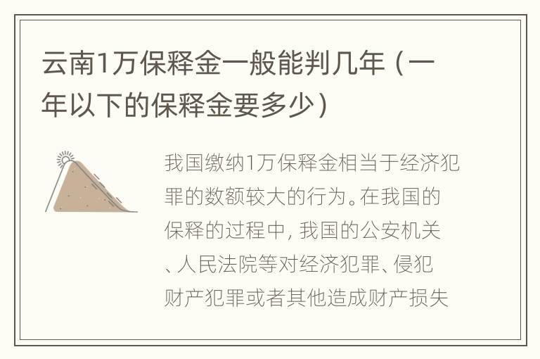 云南1万保释金一般能判几年（一年以下的保释金要多少）