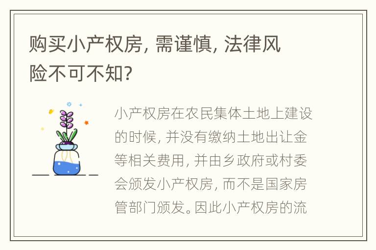 购买小产权房，需谨慎，法律风险不可不知？