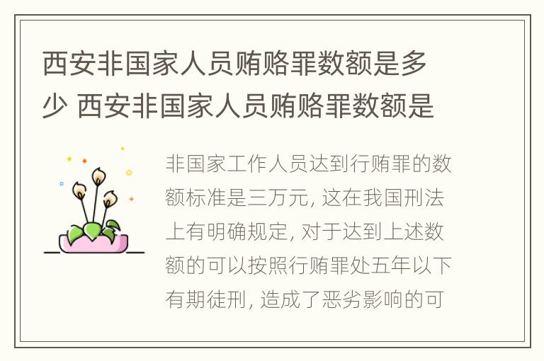 西安非国家人员贿赂罪数额是多少 西安非国家人员贿赂罪数额是多少万