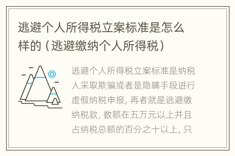 逃避个人所得税立案标准是怎么样的（逃避缴纳个人所得税）