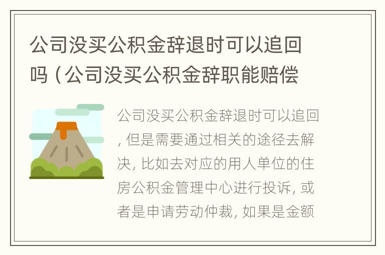 公司没买公积金辞退时可以追回吗（公司没买公积金辞职能赔偿多少）