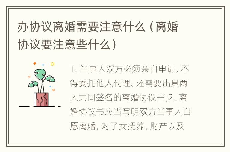 办协议离婚需要注意什么（离婚协议要注意些什么）