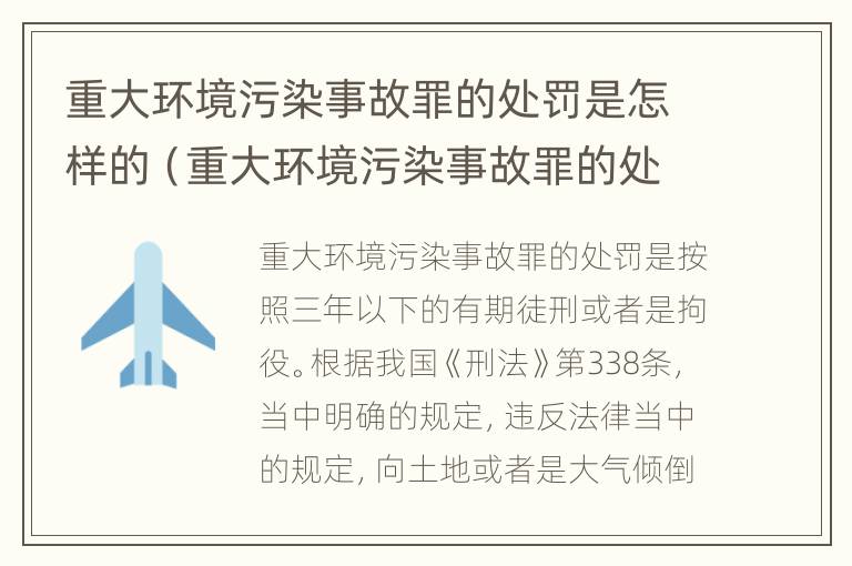 重大环境污染事故罪的处罚是怎样的（重大环境污染事故罪的处罚是怎样的呢）