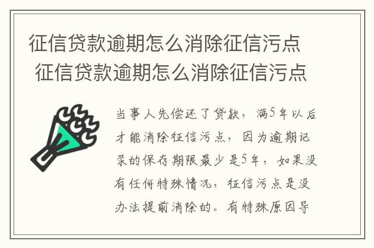 征信贷款逾期怎么消除征信污点 征信贷款逾期怎么消除征信污点记录