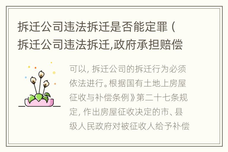 拆迁公司违法拆迁是否能定罪（拆迁公司违法拆迁,政府承担赔偿责任）