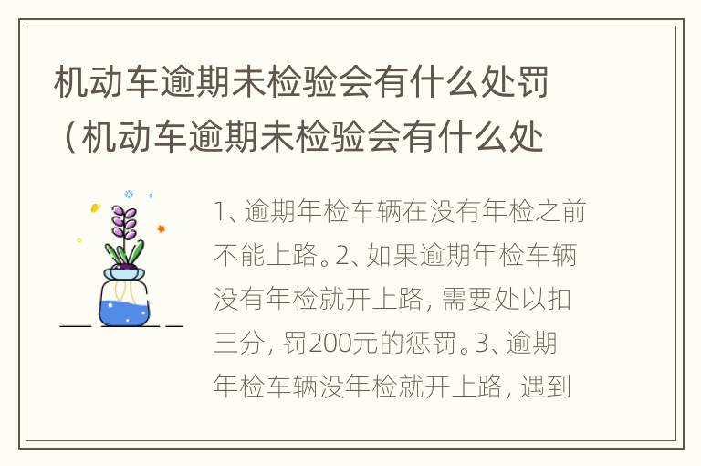 机动车逾期未检验会有什么处罚（机动车逾期未检验会有什么处罚嘛）