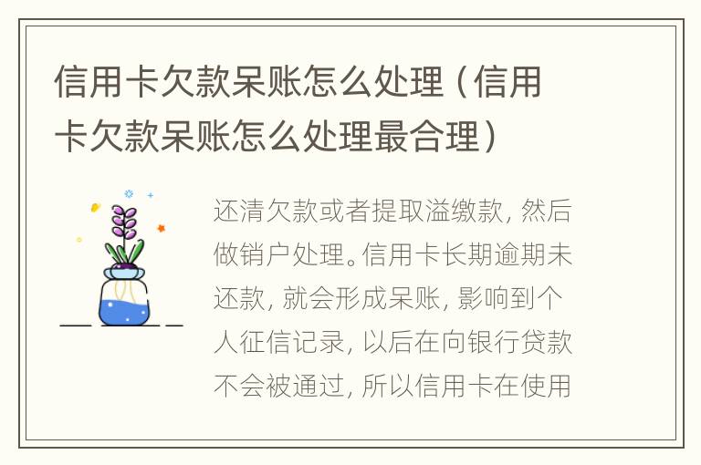 信用卡欠款呆账怎么处理（信用卡欠款呆账怎么处理最合理）