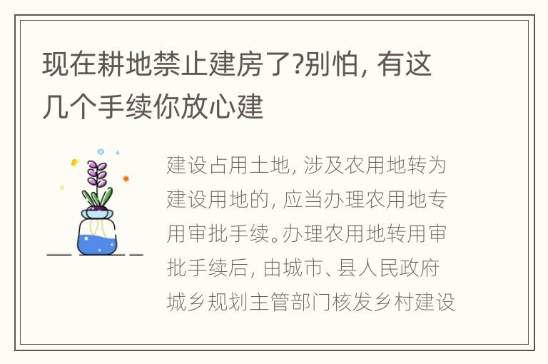 现在耕地禁止建房了?别怕，有这几个手续你放心建