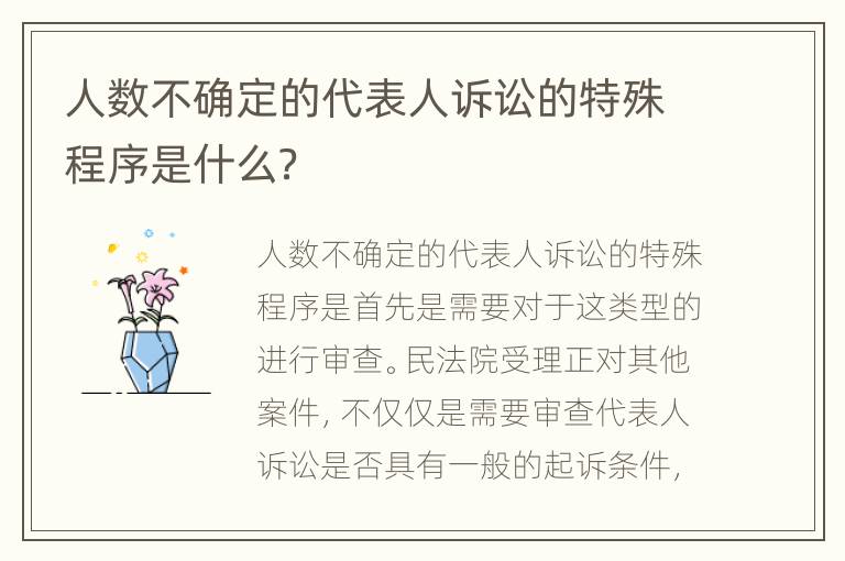 人数不确定的代表人诉讼的特殊程序是什么？