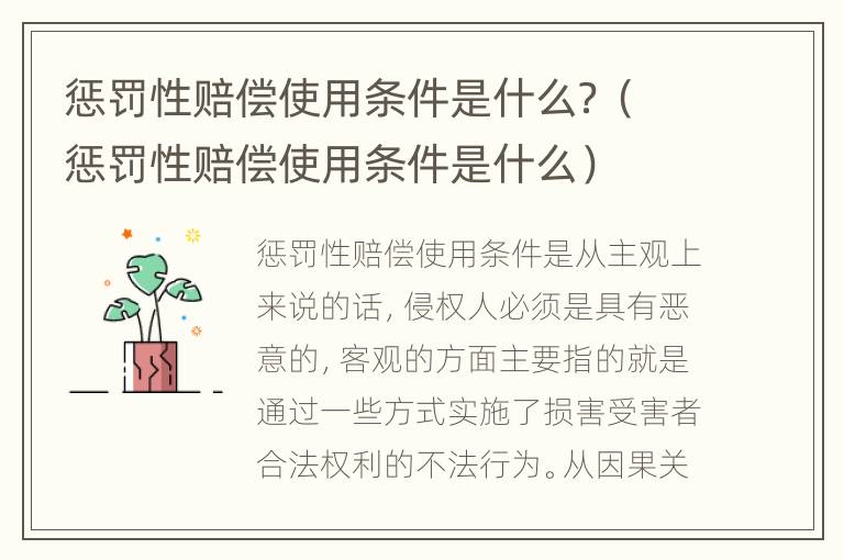 惩罚性赔偿使用条件是什么？（惩罚性赔偿使用条件是什么）