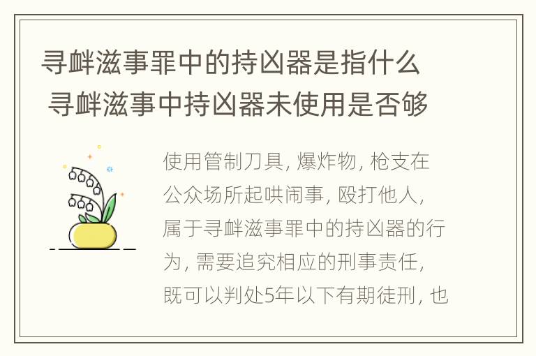 寻衅滋事罪中的持凶器是指什么 寻衅滋事中持凶器未使用是否够罪