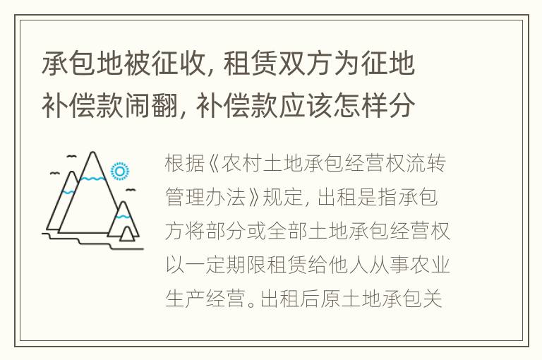 承包地被征收，租赁双方为征地补偿款闹翻，补偿款应该怎样分配