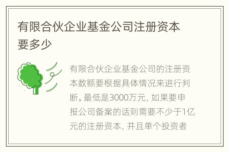 有限合伙企业基金公司注册资本要多少