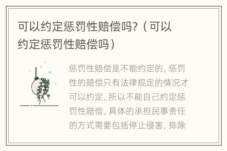 可以约定惩罚性赔偿吗？（可以约定惩罚性赔偿吗）