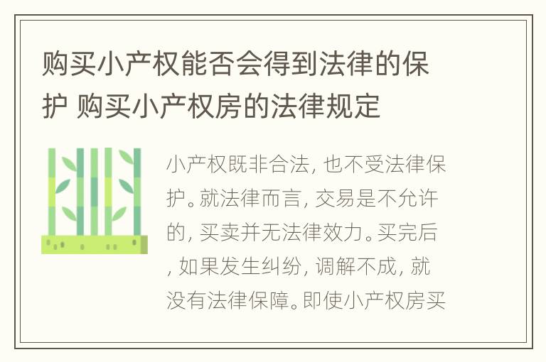 购买小产权能否会得到法律的保护 购买小产权房的法律规定