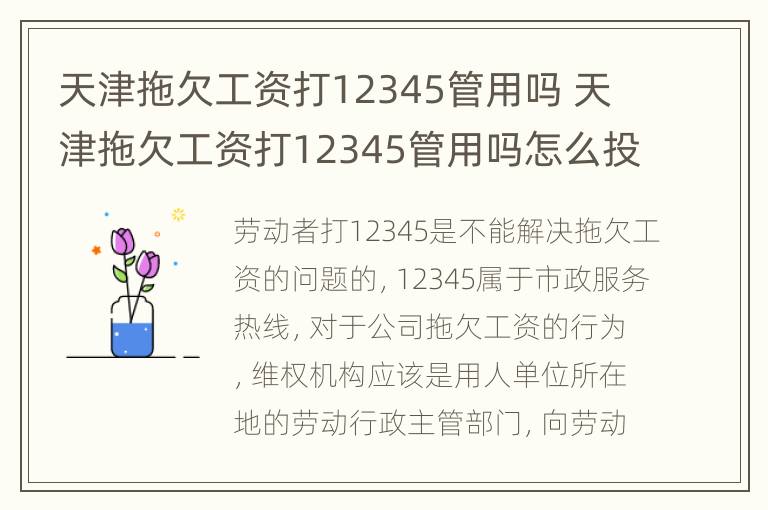 天津拖欠工资打12345管用吗 天津拖欠工资打12345管用吗怎么投诉