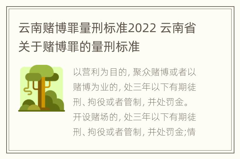 云南赌博罪量刑标准2022 云南省关于赌博罪的量刑标准